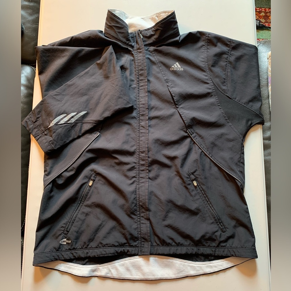 Adidas ClimaProof running/cycling jacket black with white size L
